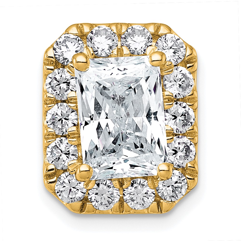 14K Yellow Gold 3.50 Carat Lab Grown Diamond VS+ F+ Radiant Complete Halo Chain Slide Pendant
