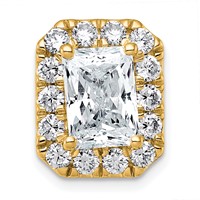 14K Yellow Gold 3.50 Carat Lab Grown Diamond VS+ F+ Radiant Complete Halo Chain Slide Pendant view 1