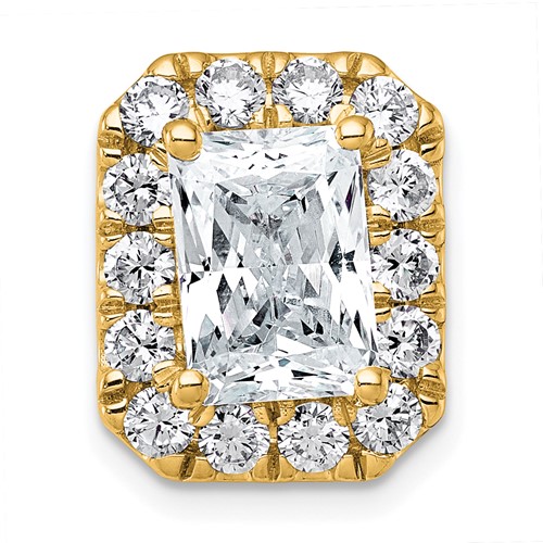14K Yellow Gold 3.50 Carat Lab Grown Diamond VS+ F+ Radiant Complete Halo Chain Slide Pendant
