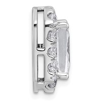 14K White Gold 4.33 Carat Certified Lab Grown Diamond VS+ F+ Radiant Complete Halo Chain Slide Pendant view 2