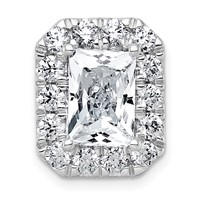 14K White Gold 4.33 Carat Certified Lab Grown Diamond VS+ F+ Radiant Complete Halo Chain Slide Pendant view 1