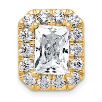 14K Yellow Gold 4.33 Carat Certified Lab Grown Diamond VS+ F+ Radiant Complete Halo Chain Slide Pendant view 1