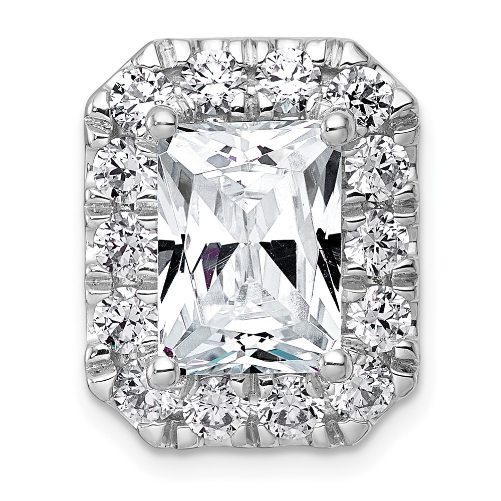 14K White Gold 5.50 Carat Certified Lab Grown Diamond VS+ F+ Radiant Complete Halo Chain Slide Pendant