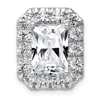 14K White Gold 5.50 Carat Certified Lab Grown Diamond VS+ F+ Radiant Complete Halo Chain Slide Pendant view 1