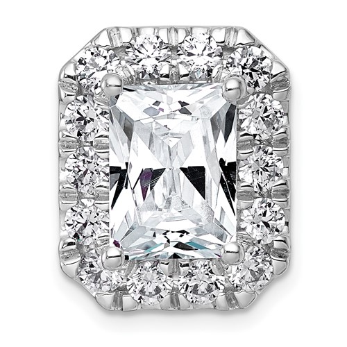 14K White Gold 5.50 Carat Certified Lab Grown Diamond VS+ F+ Radiant Complete Halo Chain Slide Pendant