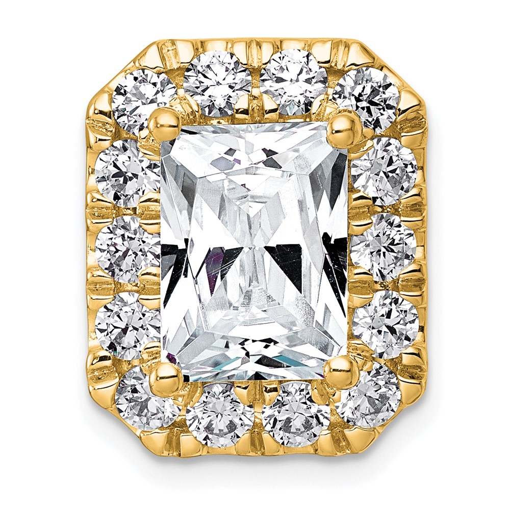 14K Yellow Gold 5.50 Carat Certified Lab Grown Diamond VS+ F+ Radiant Complete Halo Chain Slide Pendant