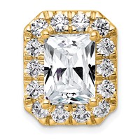 14K Yellow Gold 5.50 Carat Certified Lab Grown Diamond VS+ F+ Radiant Complete Halo Chain Slide Pendant view 1