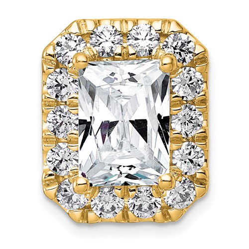 14K Yellow Gold 5.50 Carat Lab Grown Diamond VS+ F+ Radiant Complete Halo Chain Slide Pendant