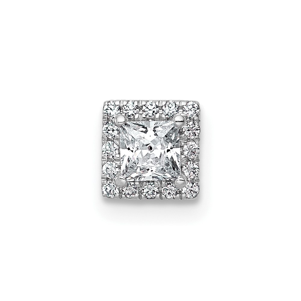 14K White Gold 0.33 Carat Lab Grown Diamond VS+ F+ Princess Complete Halo Chain Slide Pendant