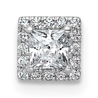 14K White Gold 0.33 Carat Lab Grown Diamond VS+ F+ Princess Complete Halo Chain Slide Pendant view 1