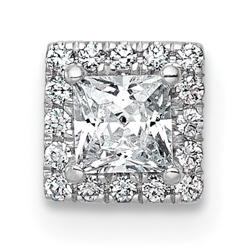 14K White Gold 0.33 Carat Lab Grown Diamond VS+ F+ Princess Complete Halo Chain Slide Pendant