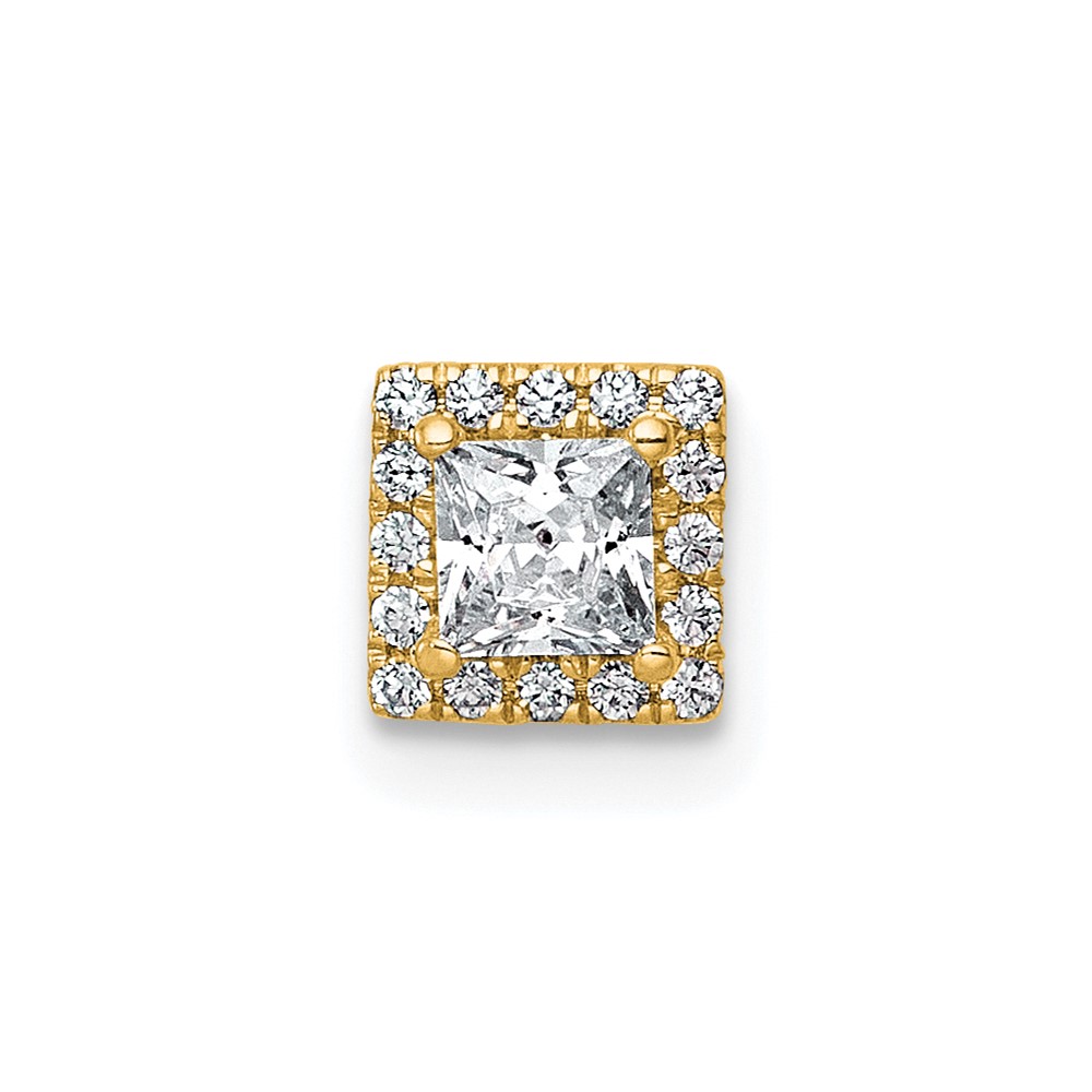 14K Yellow Gold 0.33 Carat Lab Grown Diamond VS+ F+ Princess Complete Halo Chain Slide Pendant