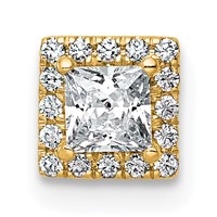 14K Yellow Gold 0.33 Carat Lab Grown Diamond VS+ F+ Princess Complete Halo Chain Slide Pendant view 1