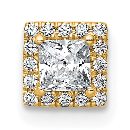 14K Yellow Gold 0.33 Carat Lab Grown Diamond VS+ F+ Princess Complete Halo Chain Slide Pendant