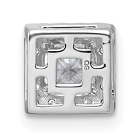 14K White Gold 0.62 Carat Lab Grown Diamond VS+ F+ Princess Complete Halo Chain Slide Pendant view 3