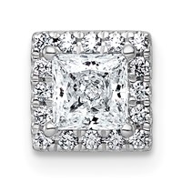 14K White Gold 0.62 Carat Lab Grown Diamond VS+ F+ Princess Complete Halo Chain Slide Pendant view 1