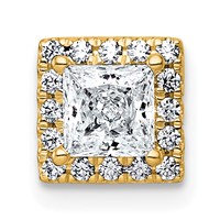 14K Yellow Gold 0.62 Carat Lab Grown Diamond VS+ F+ Princess Complete Halo Chain Slide Pendant view 1