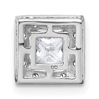 14K White Gold 1.25 Carat Lab Grown Diamond VS+ F+ Princess Complete Halo Chain Slide Pendant view 3