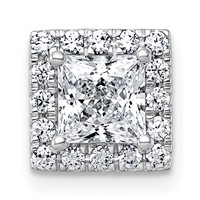 14K White Gold 1.25 Carat Lab Grown Diamond VS+ F+ Princess Complete Halo Chain Slide Pendant view 1