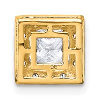 14K Yellow Gold 1.25 Carat Certified Lab Grown Diamond VS+ F+ Princess Complete Halo Chain Slide Pendant view 3