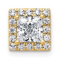 14K Yellow Gold 1.25 Carat Certified Lab Grown Diamond VS+ F+ Princess Complete Halo Chain Slide Pendant view 1