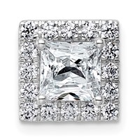 14K White Gold 1.88 Carat Lab Grown Diamond VS+ F+ Princess Complete Halo Chain Slide Pendant view 1