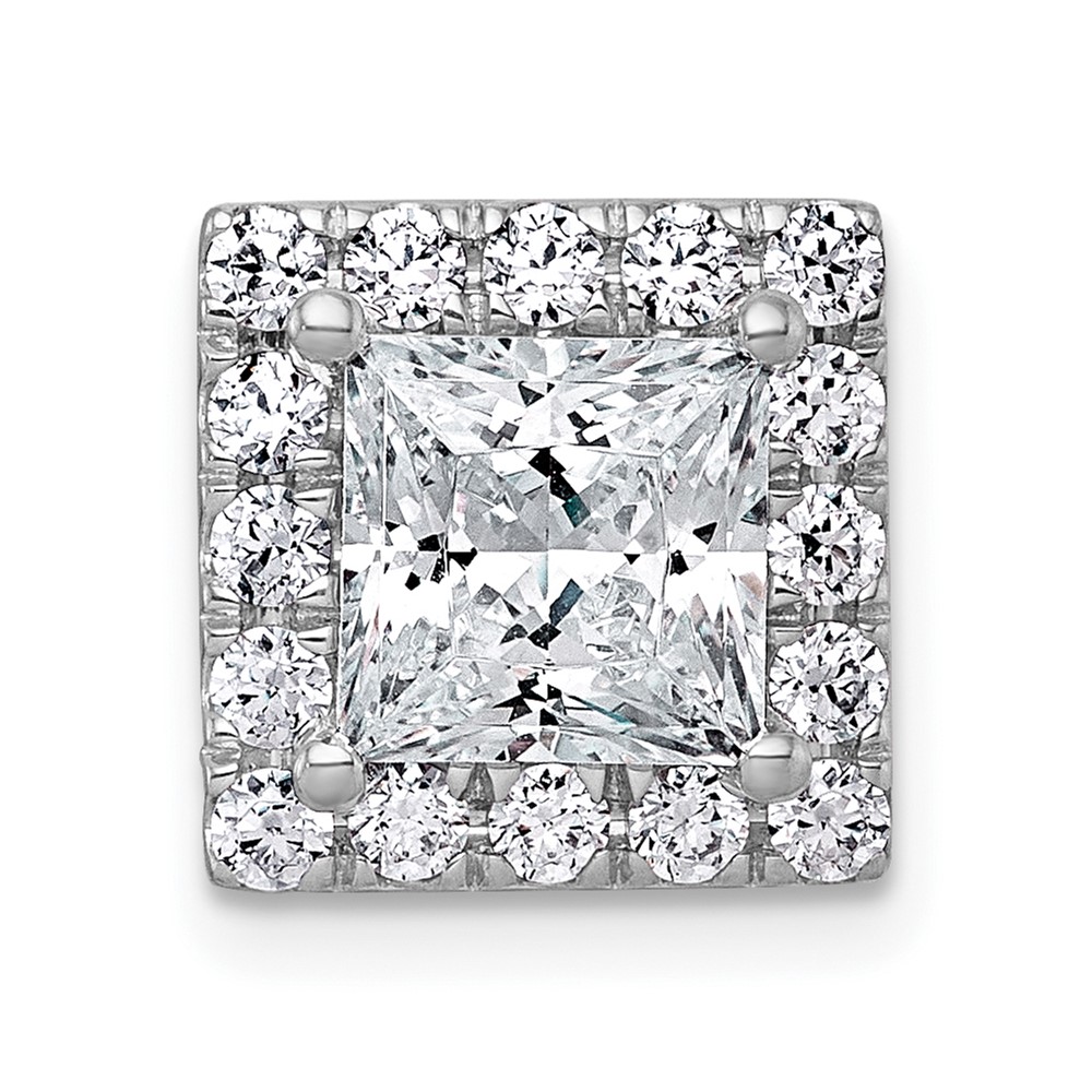 14K White Gold 2.50 Carat Certified Lab Grown Diamond VS+ F+ Princess Complete Halo Chain Slide Pendant