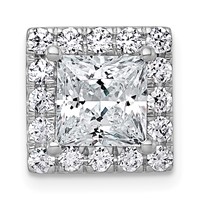 14K White Gold 2.50 Carat Certified Lab Grown Diamond VS+ F+ Princess Complete Halo Chain Slide Pendant view 1