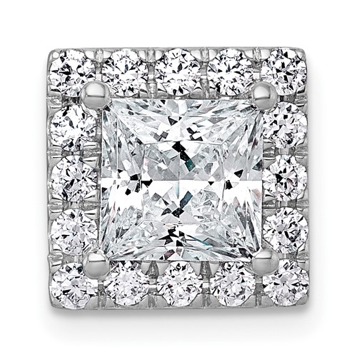 14K White Gold 2.50 Carat Lab Grown Diamond VS+ F+ Princess Complete Halo Chain Slide Pendant