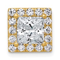 14K Yellow Gold 2.50 Carat Certified Lab Grown Diamond VS+ F+ Princess Complete Halo Chain Slide Pendant view 1