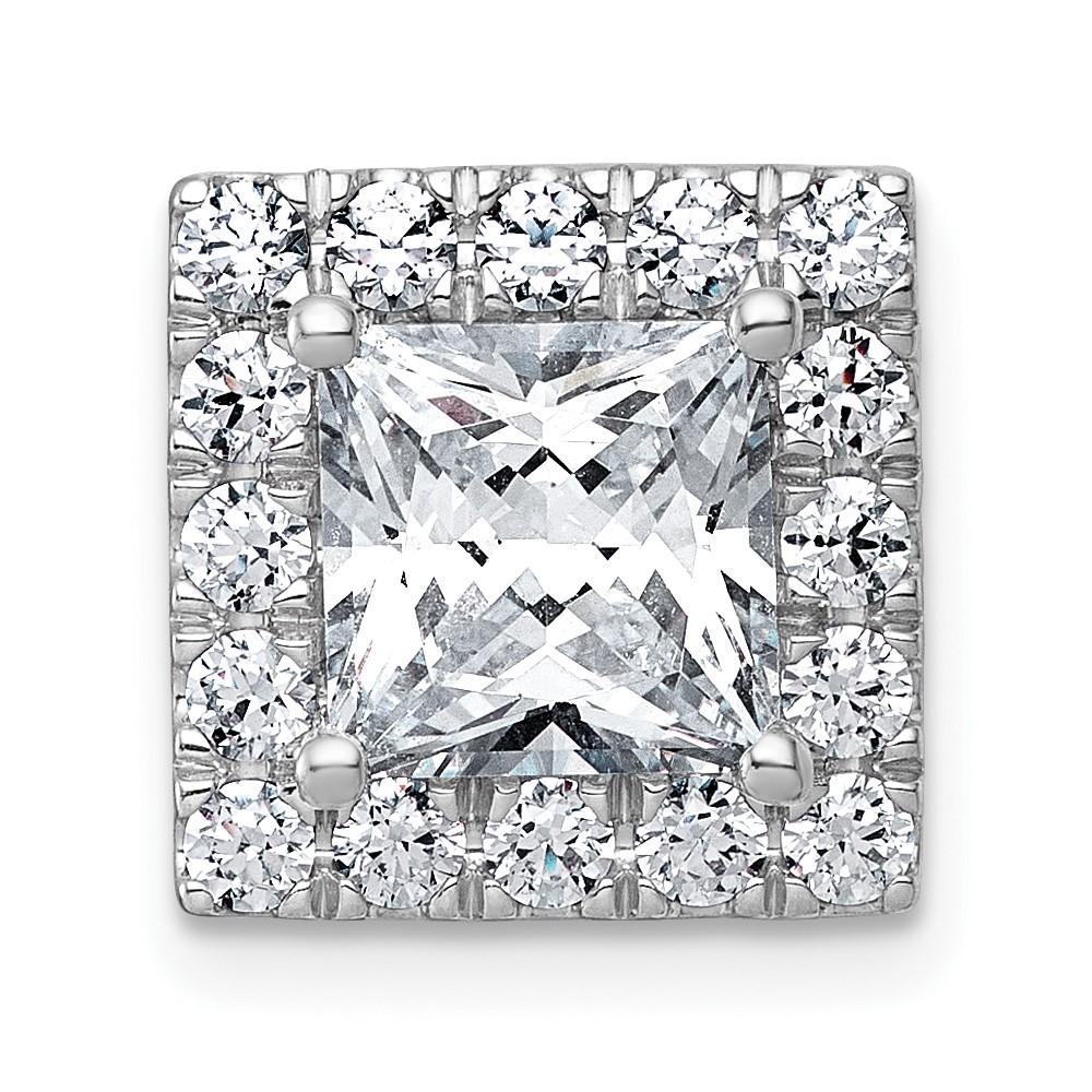 14K White Gold 3.25 Carat Lab Grown Diamond VS+ F+ Princess Complete Halo Chain Slide Pendant