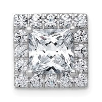 14K White Gold 3.25 Carat Lab Grown Diamond VS+ F+ Princess Complete Halo Chain Slide Pendant view 1