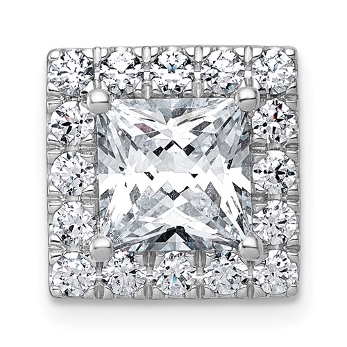 14K White Gold 3.25 Carat Lab Grown Diamond VS+ F+ Princess Complete Halo Chain Slide Pendant