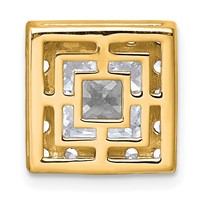 14K Yellow Gold 3.25 Carat Lab Grown Diamond VS+ F+ Princess Complete Halo Chain Slide Pendant view 3