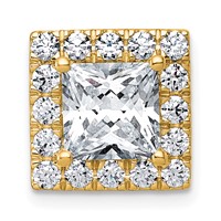 14K Yellow Gold 3.25 Carat Lab Grown Diamond VS+ F+ Princess Complete Halo Chain Slide Pendant view 1
