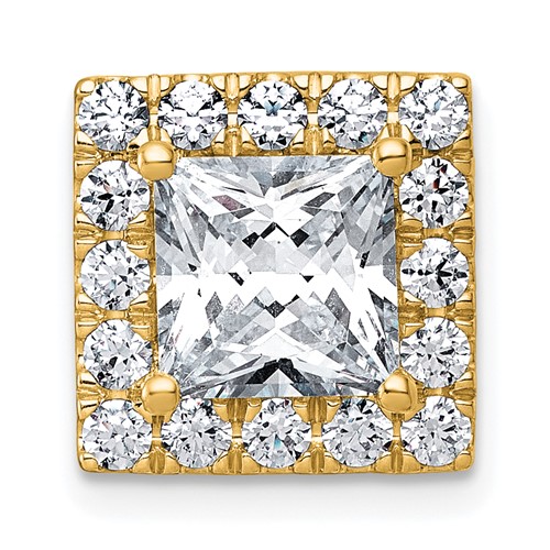 14K Yellow Gold 3.25 Carat Lab Grown Diamond VS+ F+ Princess Complete Halo Chain Slide Pendant