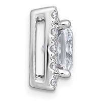 14K White Gold 3.75 Carat Certified Lab Grown Diamond VS+ F+ Princess Complete Halo Chain Slide Pendant view 2