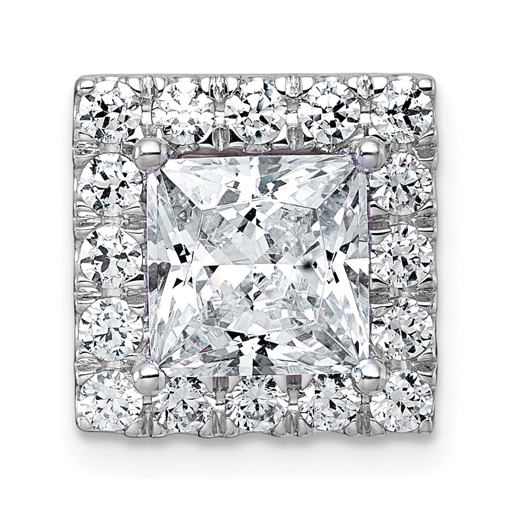 14K White Gold 3.75 Carat Certified Lab Grown Diamond VS+ F+ Princess Complete Halo Chain Slide Pendant