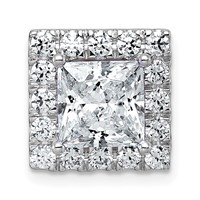 14K White Gold 3.75 Carat Certified Lab Grown Diamond VS+ F+ Princess Complete Halo Chain Slide Pendant view 1