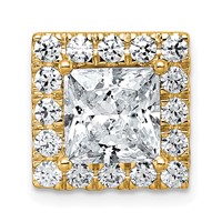 14K Yellow Gold 3.75 Carat Lab Grown Diamond VS+ F+ Princess Complete Halo Chain Slide Pendant view 1