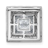14K White Gold 5.12 Carat Lab Grown Diamond VS+ F+ Princess Complete Halo Chain Slide Pendant view 3