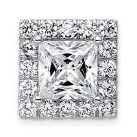 14K White Gold 5.12 Carat Lab Grown Diamond VS+ F+ Princess Complete Halo Chain Slide Pendant view 1