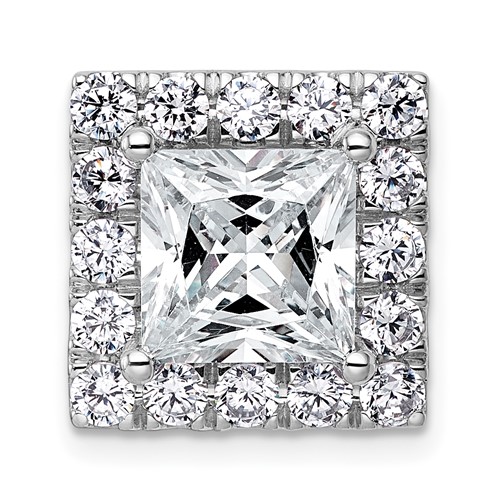 14K White Gold 5.12 Carat Certified Lab Grown Diamond VS+ F+ Princess Complete Halo Chain Slide Pendant