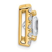 14K Yellow Gold 5.12 Carat Certified Lab Grown Diamond VS+ F+ Princess Complete Halo Chain Slide Pendant view 2