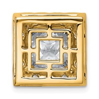 14K Yellow Gold 5.12 Carat Certified Lab Grown Diamond VS+ F+ Princess Complete Halo Chain Slide Pendant view 3