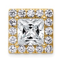 14K Yellow Gold 5.12 Carat Certified Lab Grown Diamond VS+ F+ Princess Complete Halo Chain Slide Pendant view 1