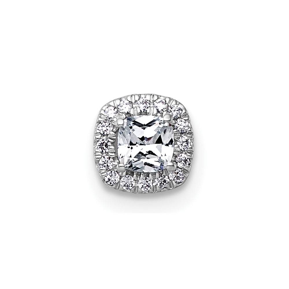 14K White Gold 0.33 Carat Lab Grown Diamond VS+ F+ Cushion Complete Halo Chain Slide Pendant