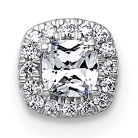 14K White Gold 0.33 Carat Lab Grown Diamond VS+ F+ Cushion Complete Halo Chain Slide Pendant view 1