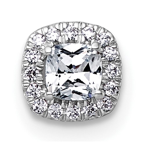 14K White Gold 0.33 Carat Lab Grown Diamond VS+ F+ Cushion Complete Halo Chain Slide Pendant