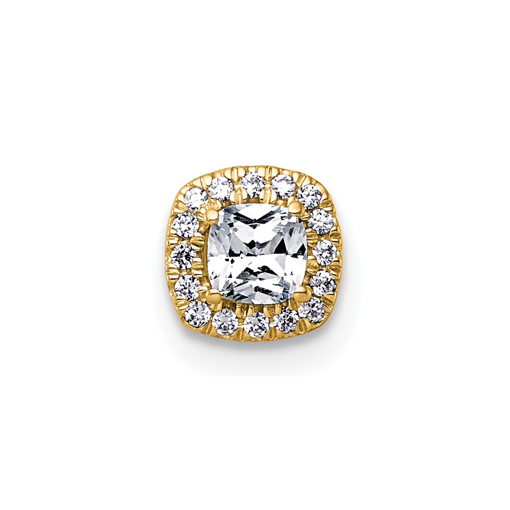 14K Yellow Gold 0.33 Carat Lab Grown Diamond VS+ F+ Cushion Complete Halo Chain Slide Pendant